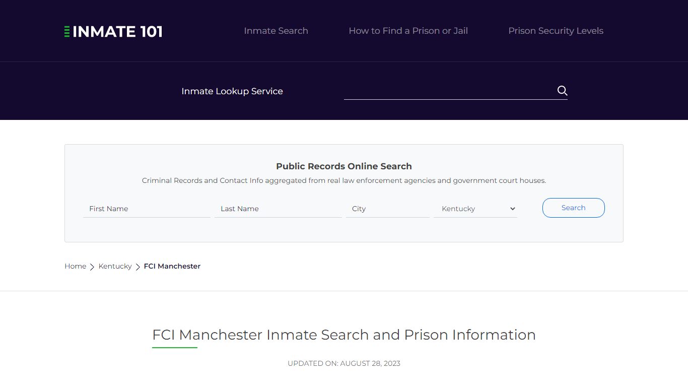 FCI Manchester Inmate Search | Lookup | Roster